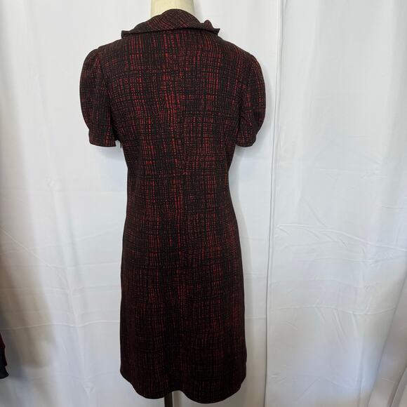 Calvin Klein Red Black Cowl Neck Short Sleeve Shift Dress Size 10 - Picture 3 of 8